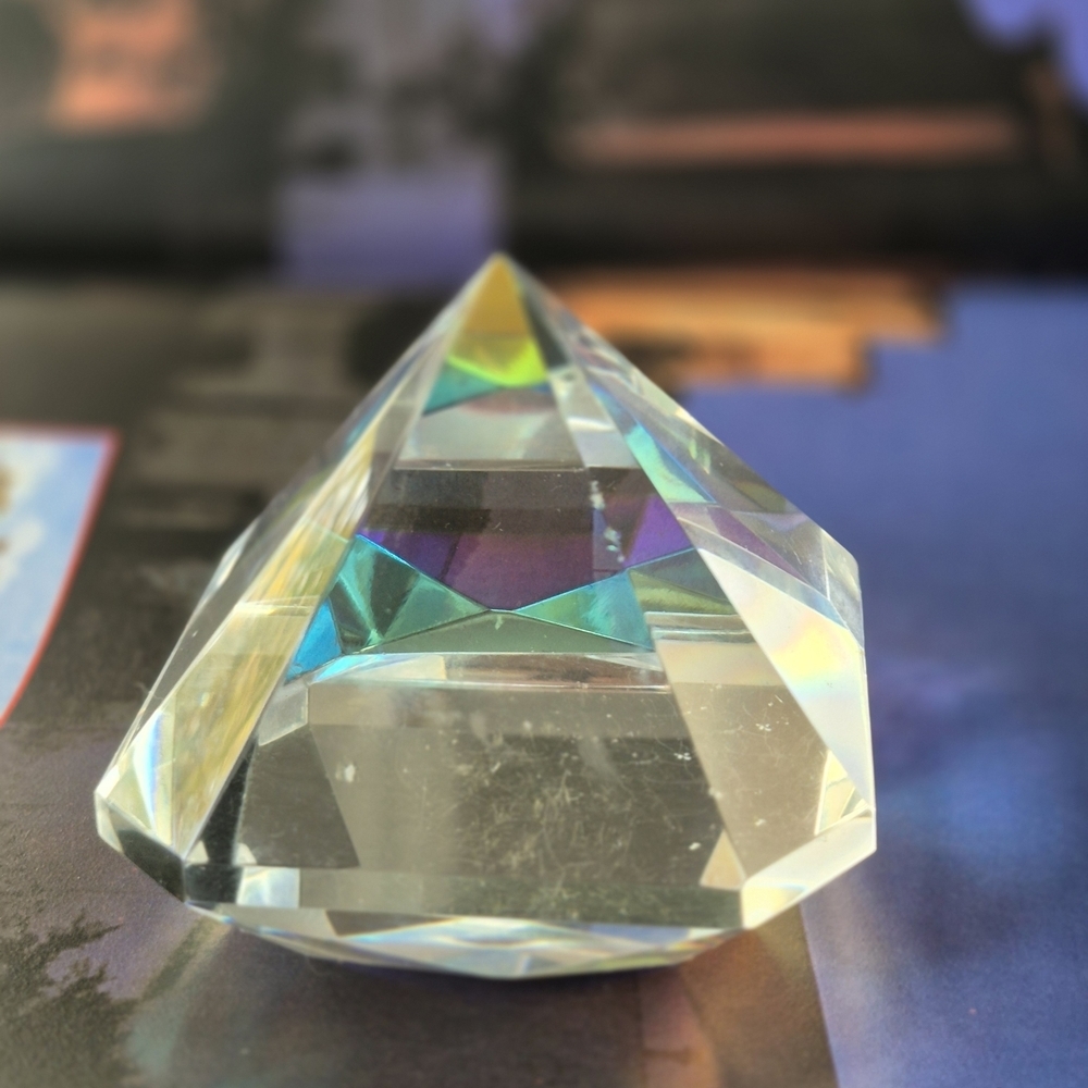 OC by Oleg Cassini Crystal Pyramid with Blue and Yellow Accents - Picture 3 of 11